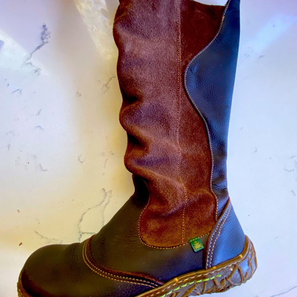 Zip up comfy moccasin style leather boot. Chocolate brown. Eco friendly